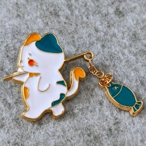 Fisher Cat Pin (catfish?) Enamel Lapel Brooch